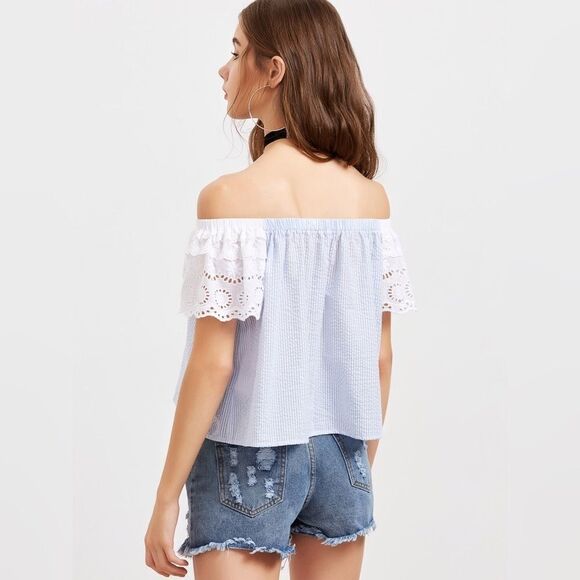 ✨Eyelet Embroidered Off The Shoulder Top✨ - Picture 5 of 5